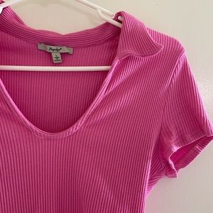 Pink Ribbed Bodysuit